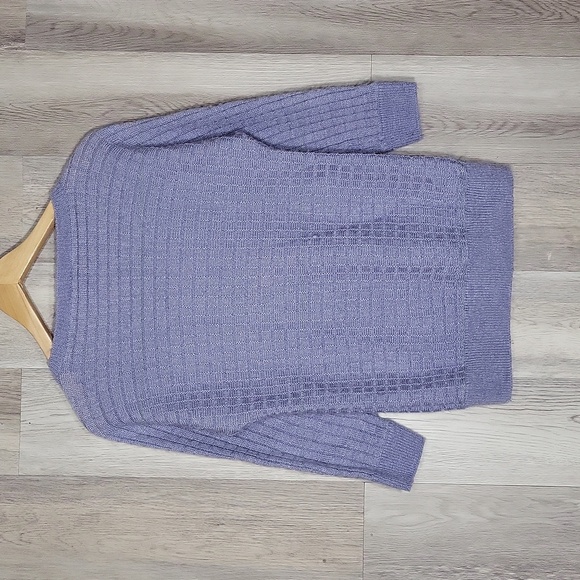 🛍Ann Taylor Womens Medium Orchid Wool Waffle Knit 3/4 Sleeve Pullover Sweater - Picture 2 of 6